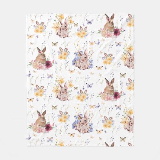 Bunny viert paasdag met botervlies fleece deken (Voorkant)