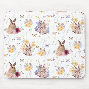 Bunny viert paasdag met vlinders muismat