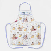 Bunny viert paasdag met vlinders schort (Voorkant)
