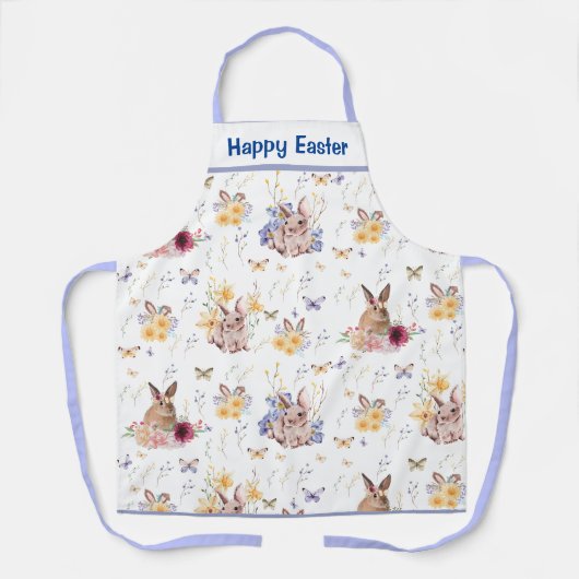 Bunny viert paasdag met vlinders schort (Voorkant)