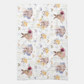 Bunny viert paasdag met vlinders theedoek (Verticaal)