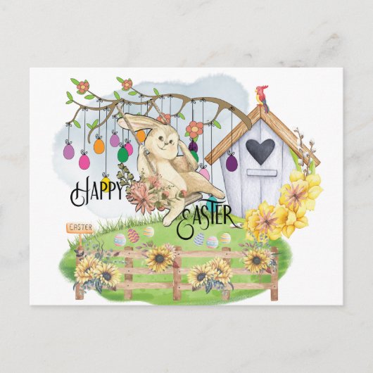 Bunny viert Pasen Feestdagenkaart (Voorkant)