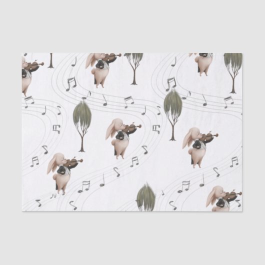 Bunny Violinist Tissue Paper Tissuepapier (Voorkant)
