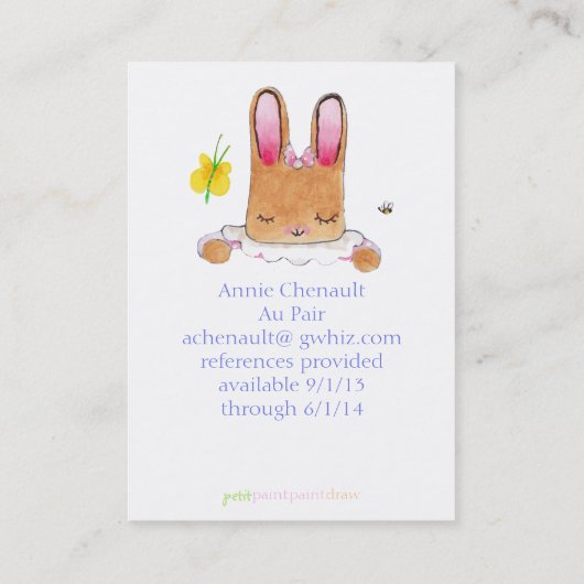 Bunny Visitekaartje (Achterkant)