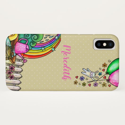 Bunny Vliegen met Ballonnen in Regenboogtuin Case-Mate iPhone Case (Achterkant (horizontaal))