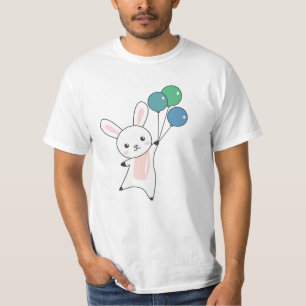 Bunny vliegt ballonnen boven stutdieren voor kinde t-shirt