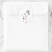Bunny vliegt ballonnen boven stutdieren voor kinde vierkante sticker (Tas)
