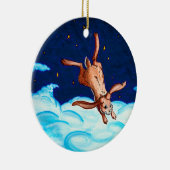 Bunny vliegt op nachtornament keramisch ornament (Rechts)