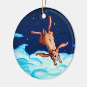 Bunny vliegt op nachtornament keramisch ornament (Links)