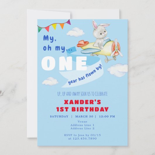 Bunny Vliegtuig Pilot Een jaar Vlogen door 1e Verj Kaart (Voorkant)