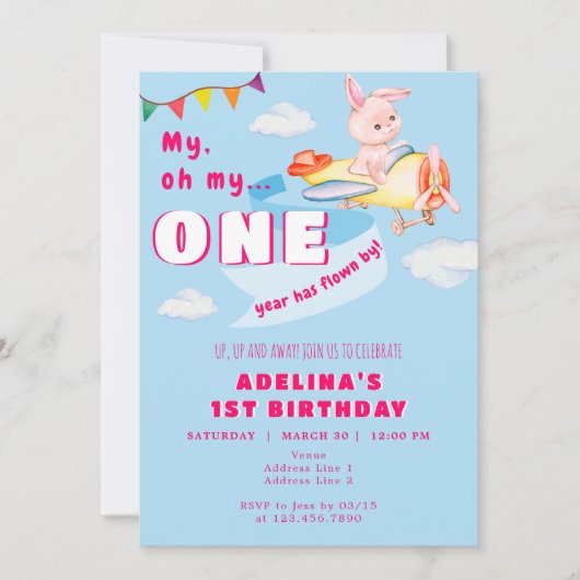 Bunny Vliegtuig Pilot Een jaar Vlogen door 1e Verj Kaart (Voorkant)