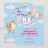 Bunny Vliegtuig Pilot Een jaar Vlogen door 1e Verj Kaart (Voorkant / Achterkant)