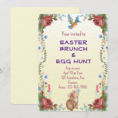 Bunny, vlinder, vogel & rode rozen kaart (Voorkant / Achterkant)