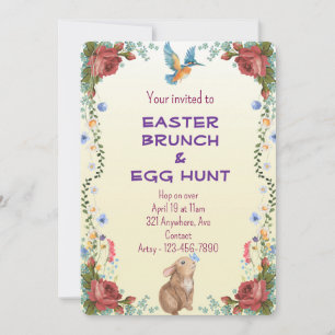 Bunny, vlinder, vogel & rode rozen kaart