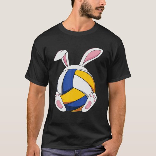 Bunny Volleyball Heartbeat Funny Easter Day Bunny T-shirt (Voorkant)