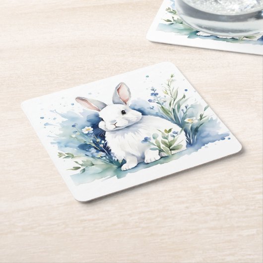 Bunny voor Pasen Kartonnen Onderzetters (Schuin)