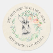Bunny Vriend Kinder Klaslokaal Valentijnsdag Party Ronde Sticker (Voorkant)