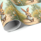 Bunny Walking met een bloemenmand Cadeaupapier (Rol Hoek)