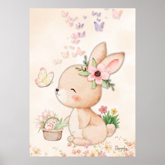 Bunny Wall art - Butterfly Love Printable Poster (Voorkant)