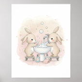 Bunny Wash Squad Kids Bathroom Wall Art Poster (Voorkant)