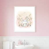 Bunny Wash Squad Kinderen Badkamer Muur Kunst Poster