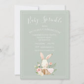 Bunny Waterverf Bloemen Baby Sprinkle Shower Kaart (Voorkant)