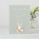 Bunny Waterverf Bloemen Baby Sprinkle Shower Kaart (Staand voorkant)