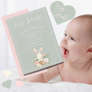 Bunny Waterverf Bloemen Baby Sprinkle Shower Kaart