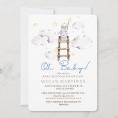 Bunny Waterverf Elegant Schattige Jongen Baby show Kaart (Voorkant)