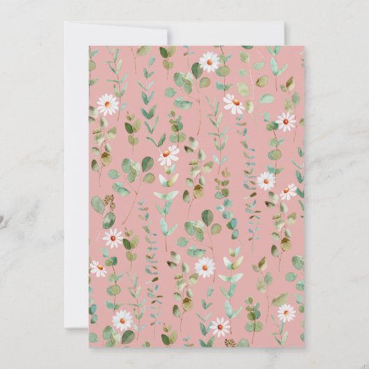 Bunny Waterverf Eucalyptus Pink Baby shower Kaart (Achterkant)