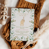 Bunny Waterverf Eucalyptus Pink Baby shower Kaart