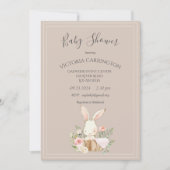 Bunny Waterverf Floral Brown Baby shower Kaart (Voorkant)