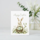  Bunny Waterverf Floral Easter Feestdagenkaart (Staand voorkant)