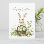  Bunny Waterverf Floral Easter Feestdagenkaart (Staand voorkant)