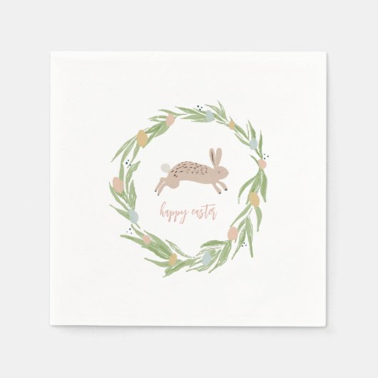  Bunny Waterverf Happy Easter servetten (Voorkant)