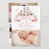 Bunny waterverf Meisje Geboorte Aankondiging (Voorkant / Achterkant)