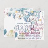 Bunny-waterverf mooi helder Baby shower Kaart (Voorkant / Achterkant)