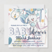 Bunny waterverf mooie heldere Baby Boy Shower
