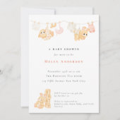 Bunny Waterverf Neutraal Baby shower Uitnodiging (Voorkant)