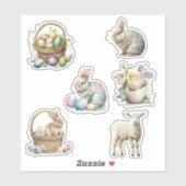 Bunny Waterverf Rabbit Easter Spring Sticker (Vel)