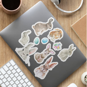 Bunny Waterverf Rabbit Easter Spring Sticker