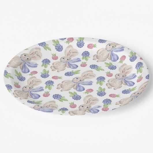 Bunny waterverf Spring berry Papieren Bordje (Gekanteld)