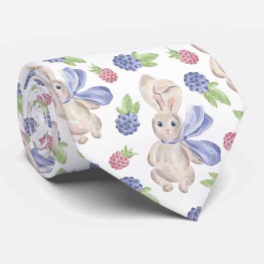 Bunny waterverf Spring berry Stropdas (Opgerold)