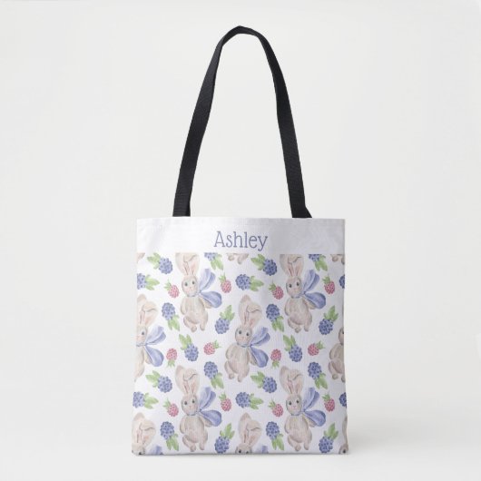 Bunny waterverf Spring berry Tote Bag (Voorkant)