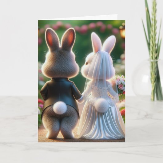 Bunny Wedding gefeliciteerd Kaart (Voorkant)