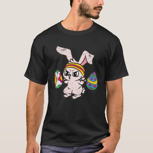 Bunny Weight Lifting Easter Cute Gym Workout Fitne T-shirt (Voorkant)