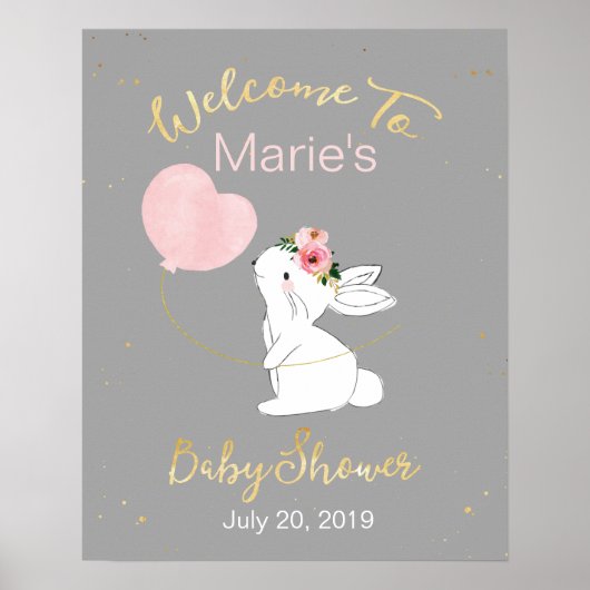 Bunny Welcome Baby shower Sign Poster (Voorkant)