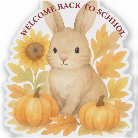 Bunny Welkom terug op school Sticker (Voorkant)