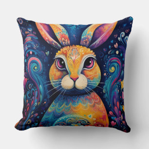 Bunny wervelingen en harten Blauw Kussen