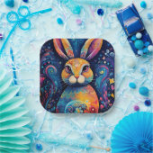 Bunny wervelingen en harten Blauw Papieren Bordje (Feest)